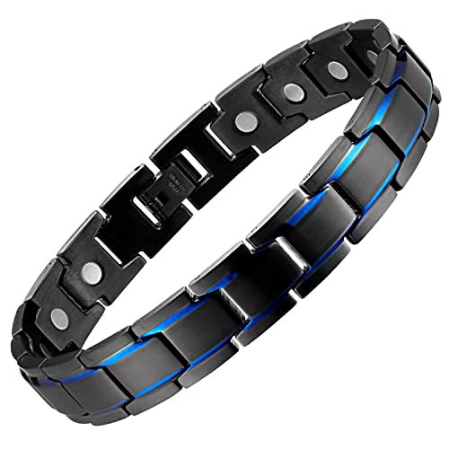 MagEnergy Mens Magnetic BraceletsTitanium Steel Magnetic Wristband with 3500 Gauss Magnets 8.5 Adjustable with Jewelry Gift Box for Fathers Day